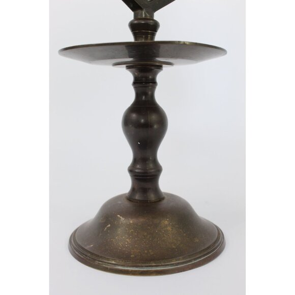 Vintage English Brass Tavern Candlestick Holder with Service Bell, Two Tier - Picture 4 of 10